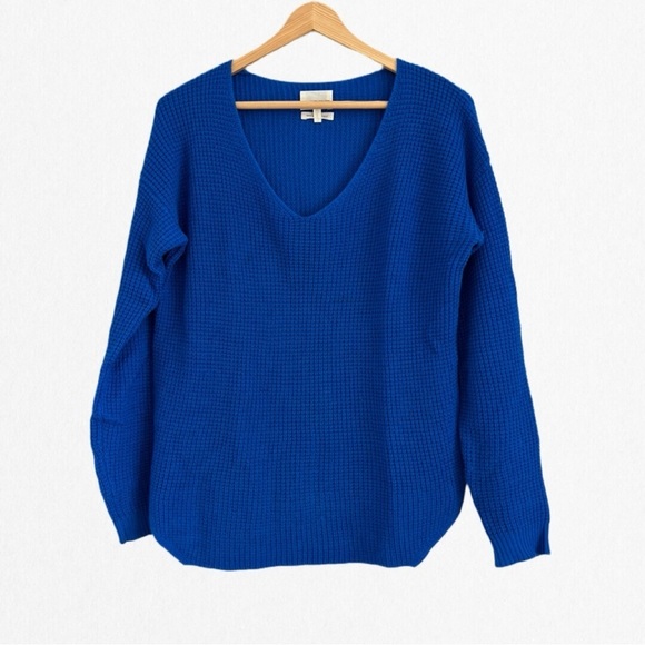Wilfred FREE Women’s Prussian Blue V-Neck Long Sleeves Sweater Made in Italy - Picture 1 of 3